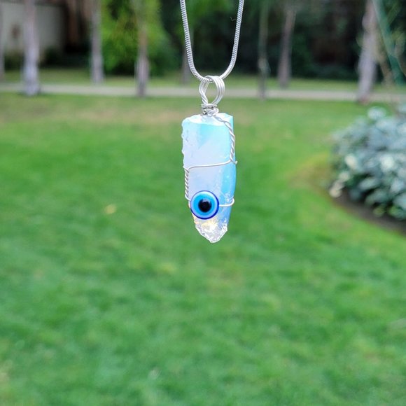 Opal Evil Eye Pendant - Picture 9 of 14
